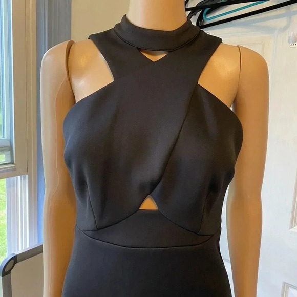 Y2k GUESS Los Angeles Black Crisscross Cut Out Party Sheath Bodycon Dress 2 - Picture 5 of 8